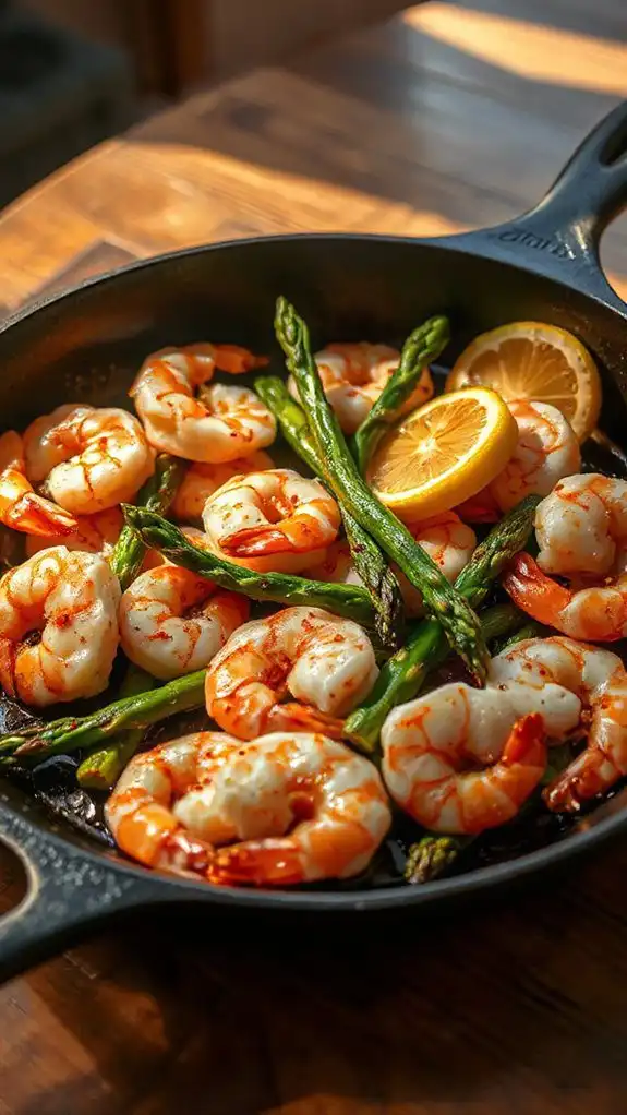 shrimp cooked with asparagus