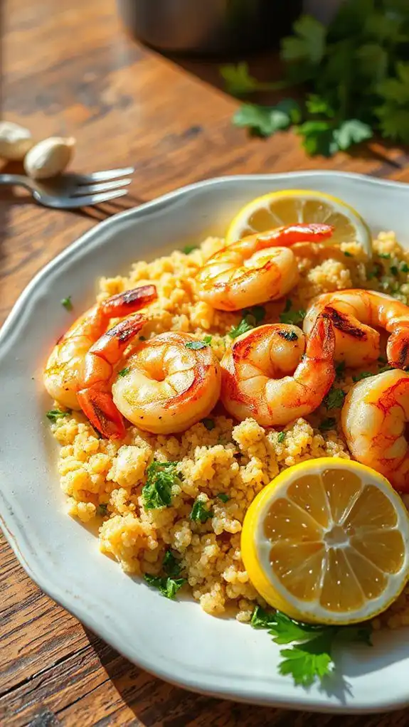 shrimp couscous with herbs