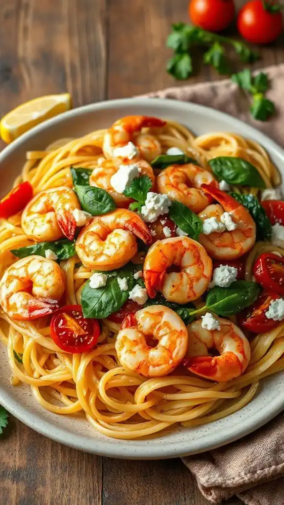 shrimp feta pasta dish