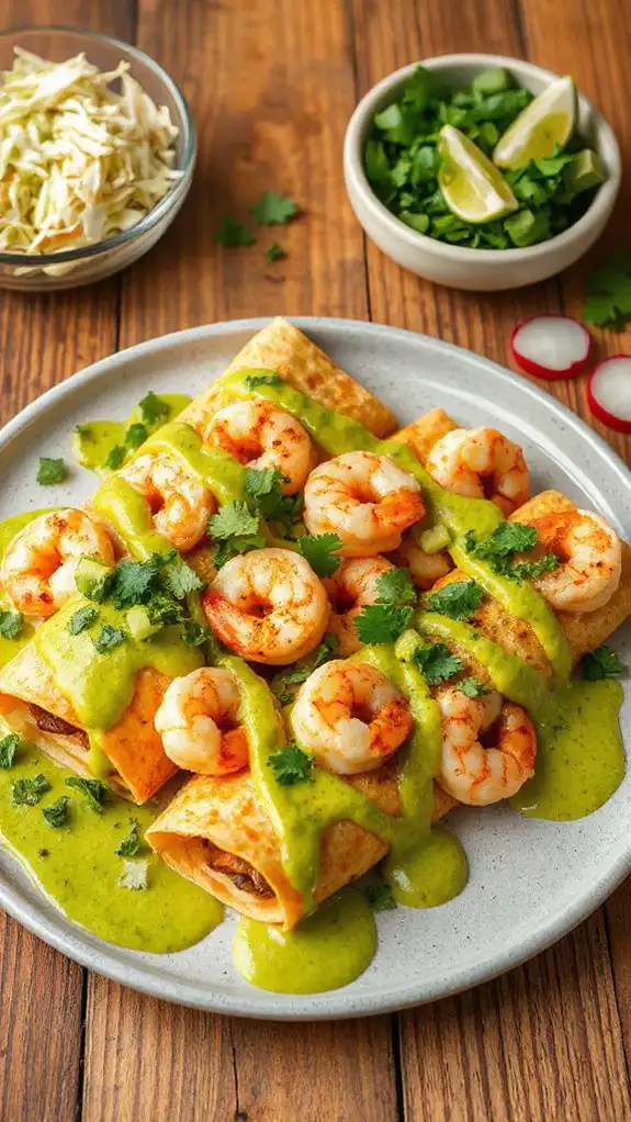 shrimp filled enchilada dish
