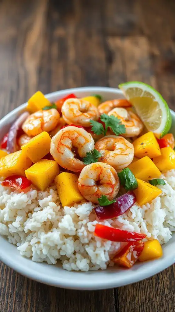 shrimp mango burrito bowl