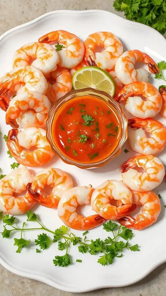 shrimp served with sauce shrimp served with sauce