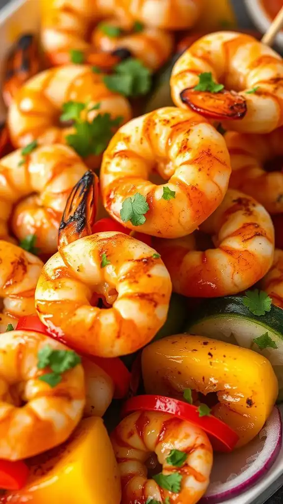 shrimp skewers with apricot glaze