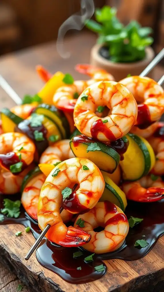 shrimp skewers with balsamic glaze