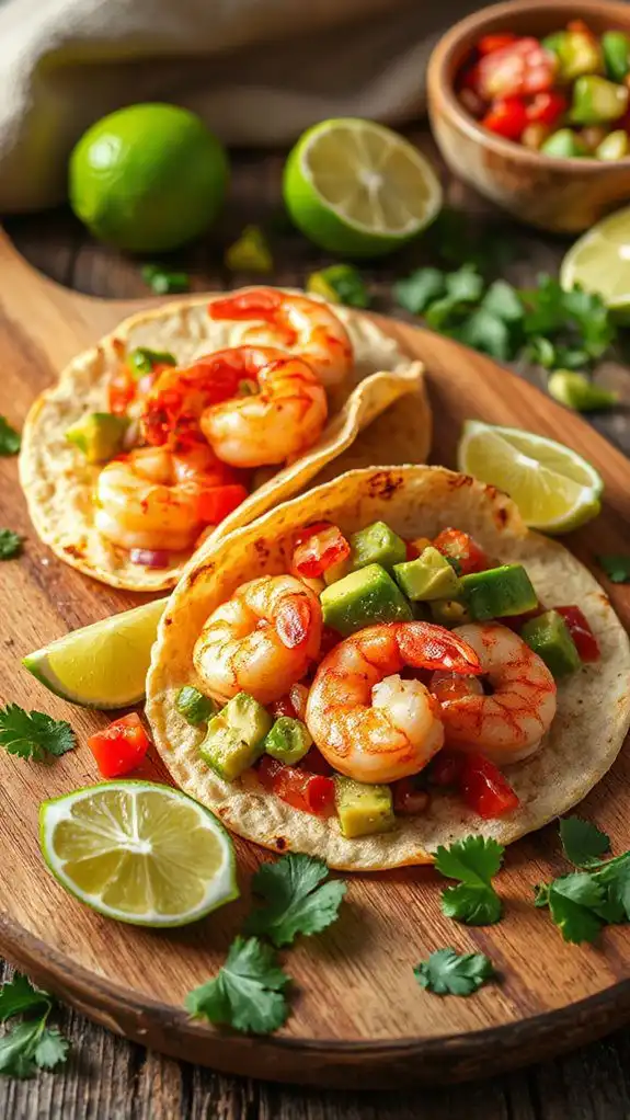 shrimp tacos with salsa