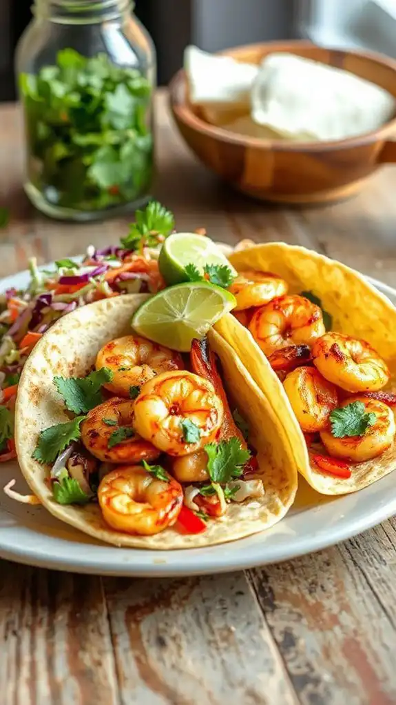 shrimp tacos with slaw