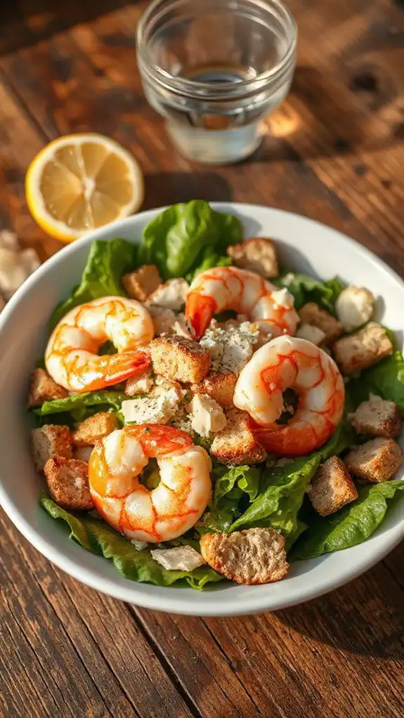 shrimp topped caesar salad