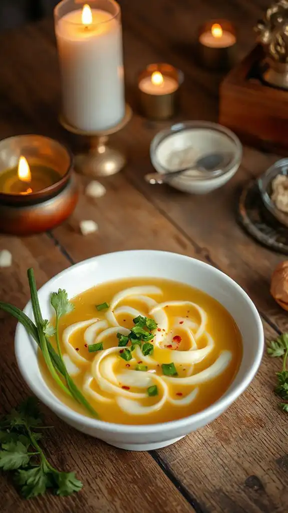 silky broth with egg