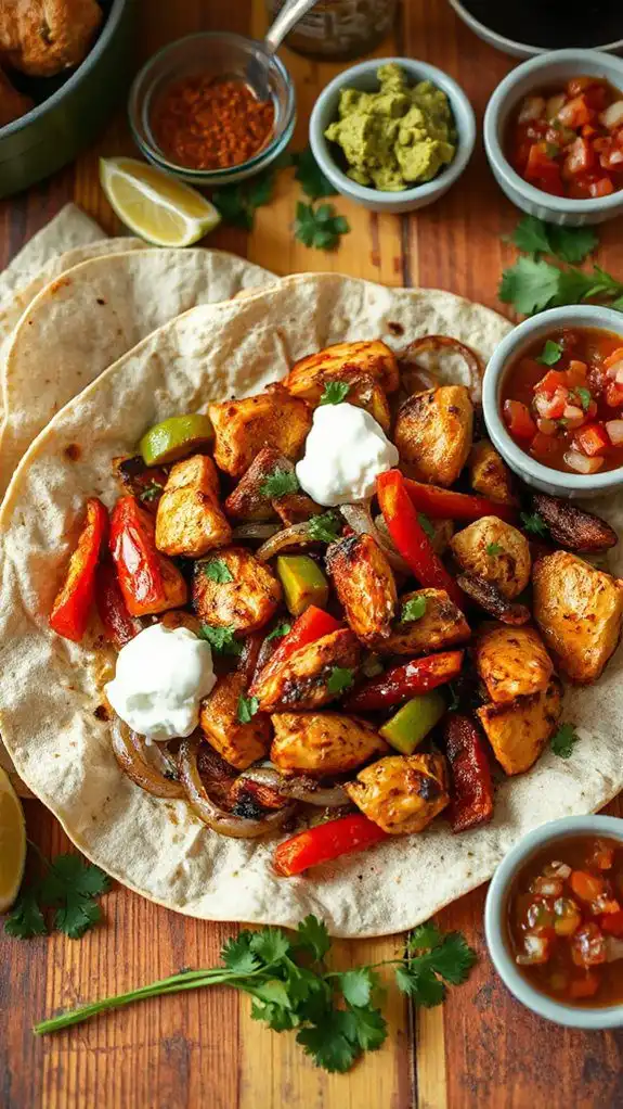 simple chicken veggie fajitas