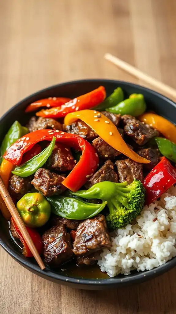 sizzling beef and vegetables
