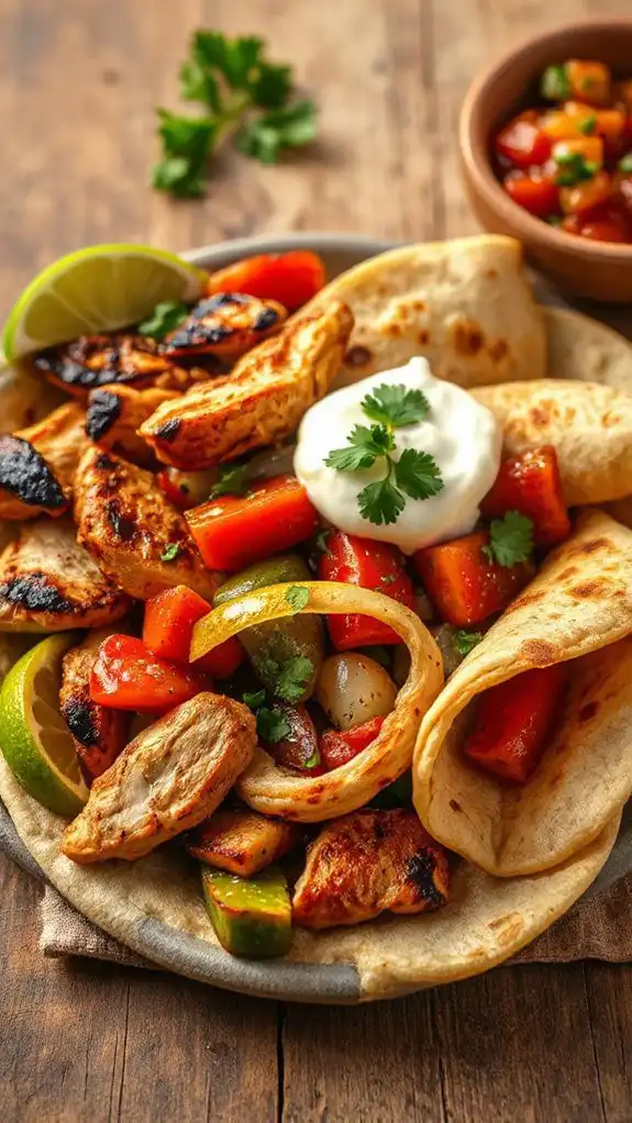 sizzling chicken and vegetables