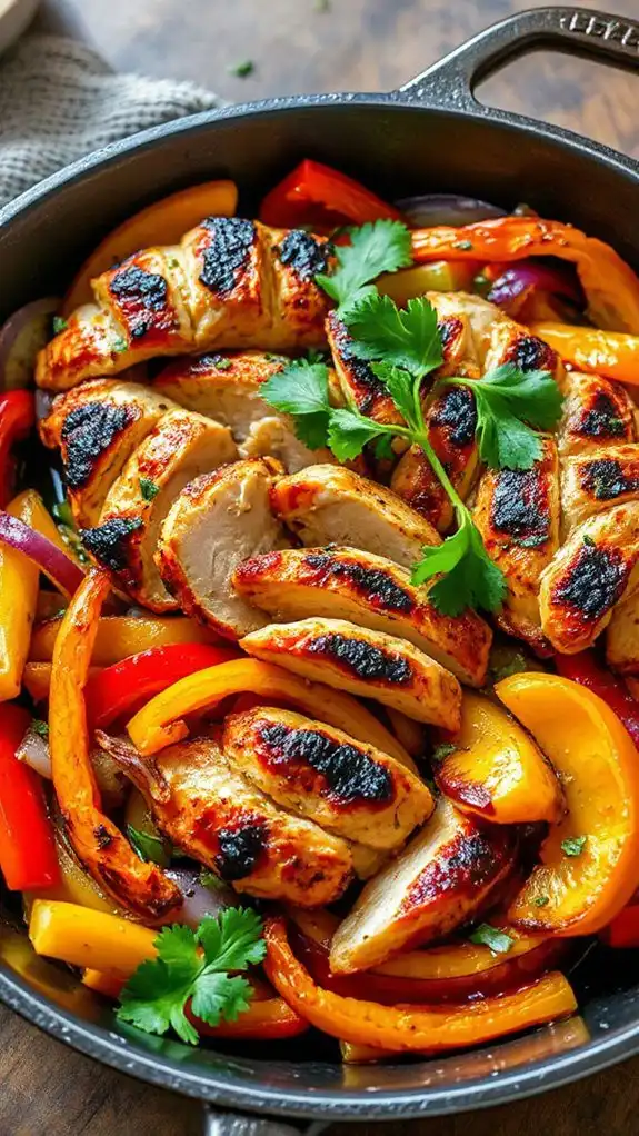 sizzling chicken and vegetables