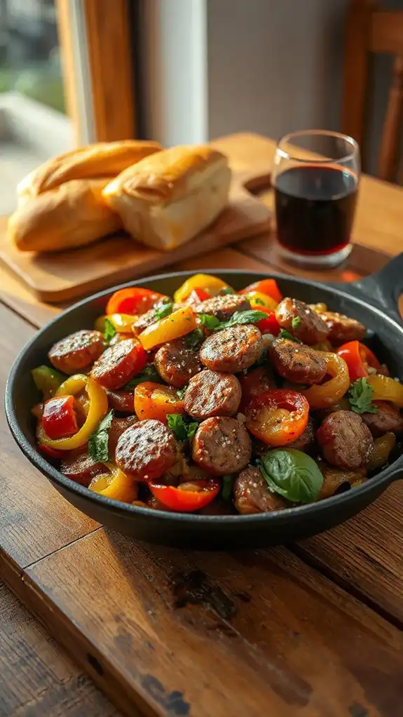 sizzling sausage and peppers