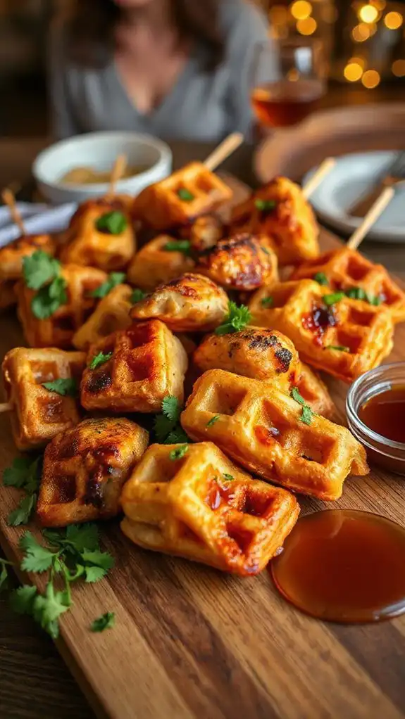 skewered chicken and waffles