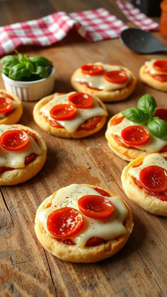 small pizzas with pepperoni