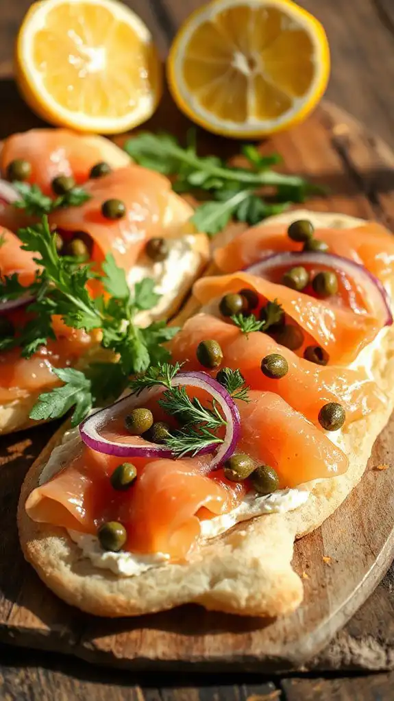 smoked salmon cream cheese flatbread