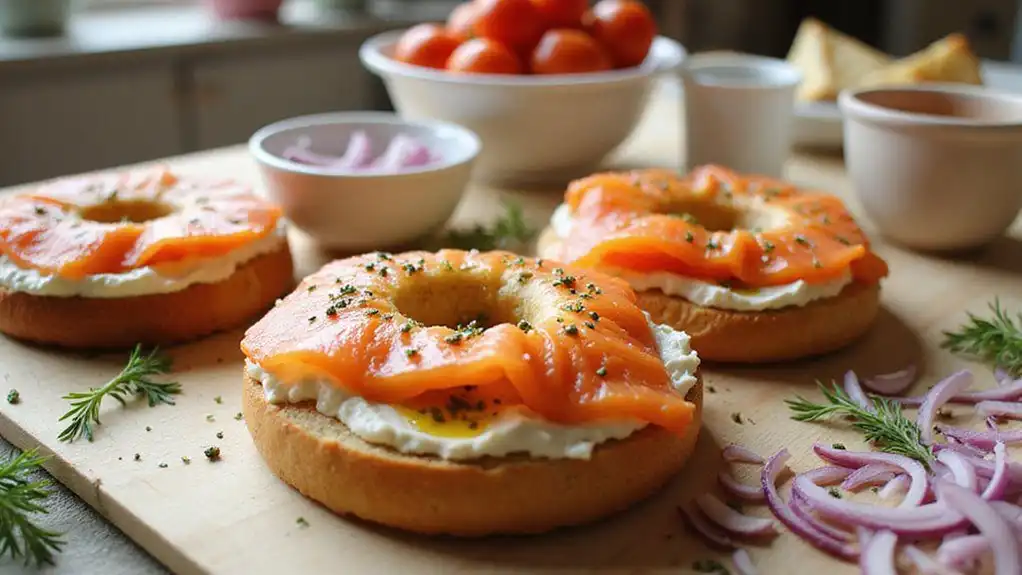 smoked salmon on bagels smoked salmon on bagels