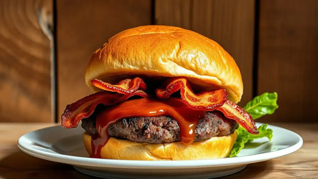 smoky bacon topped burger