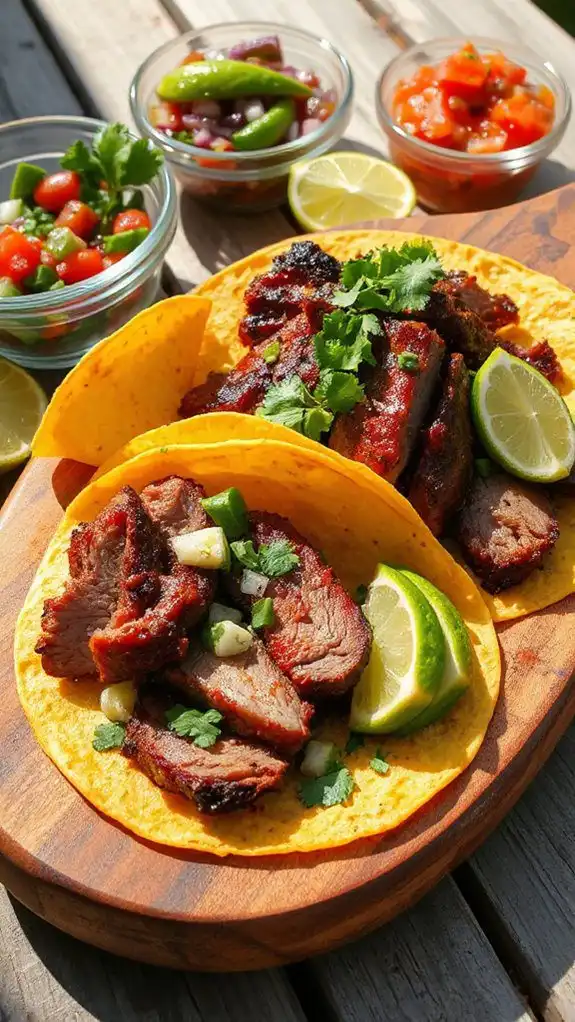 smoky brisket nestled tacos