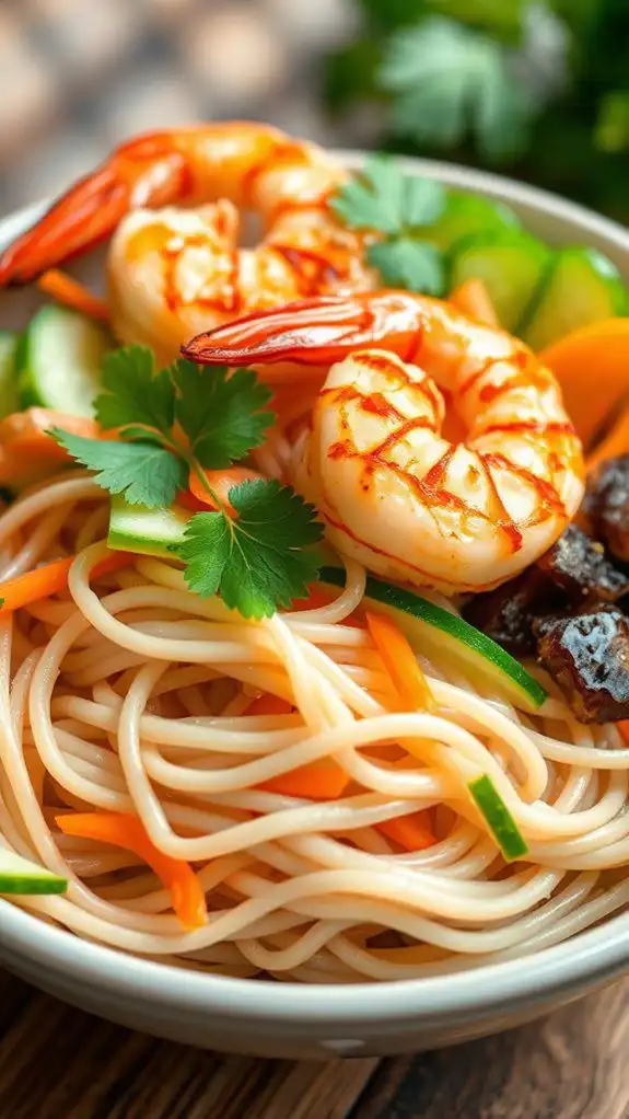 soba salad with shrimp