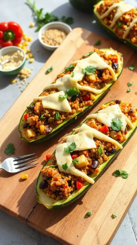 southwest quinoa zucchini boats