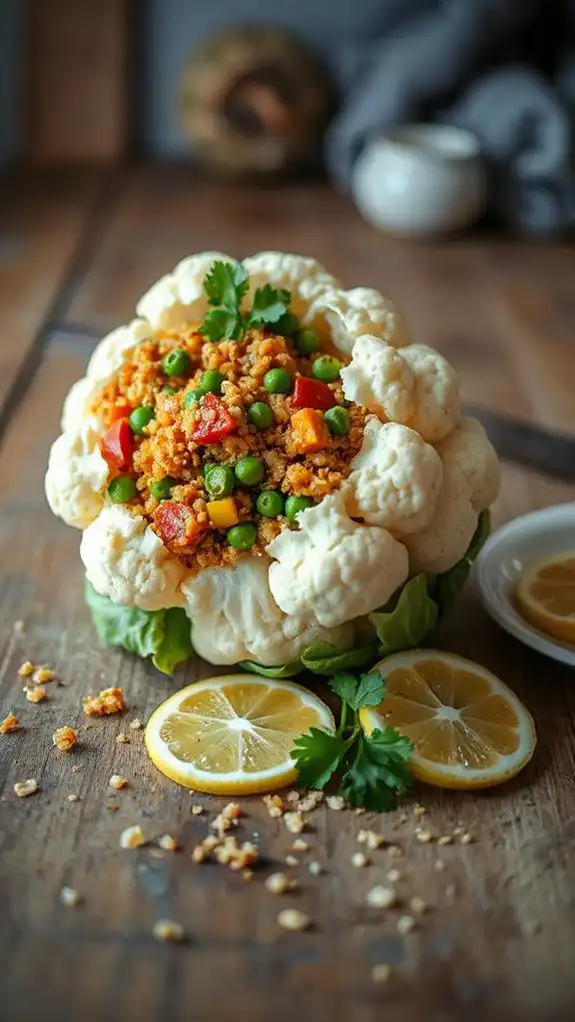 spiced cauliflower with stuffing