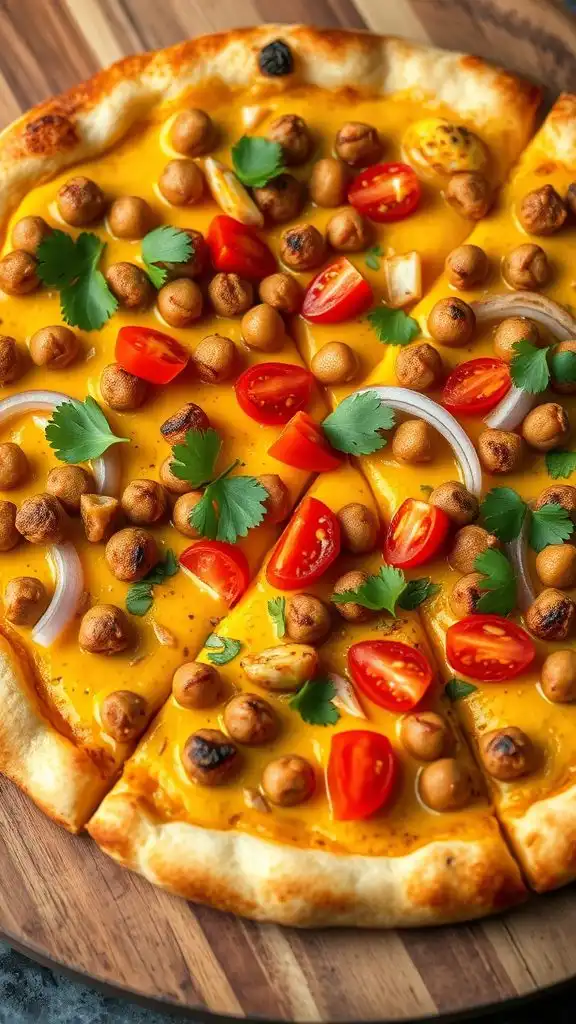 spiced chickpea topping pizza