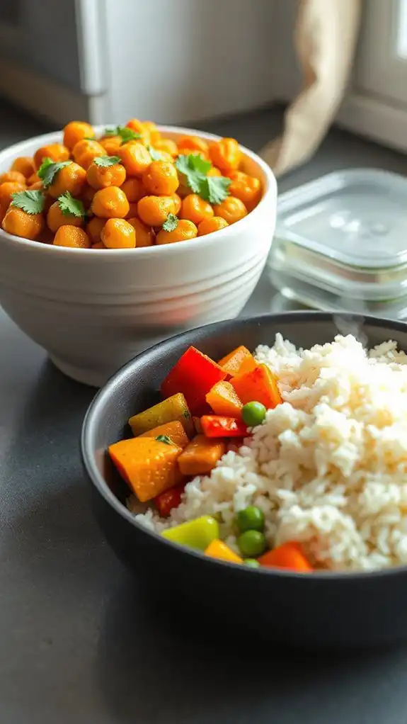 spiced chickpeas served with rice