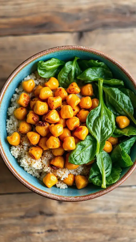 spiced chickpeas with spinach