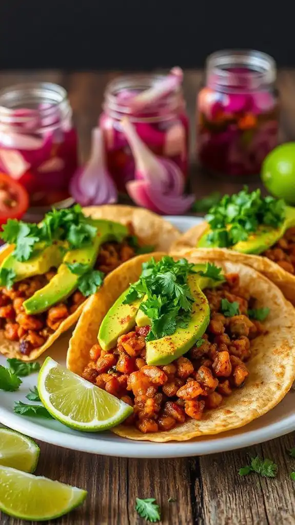 spicy avocado lentil tacos