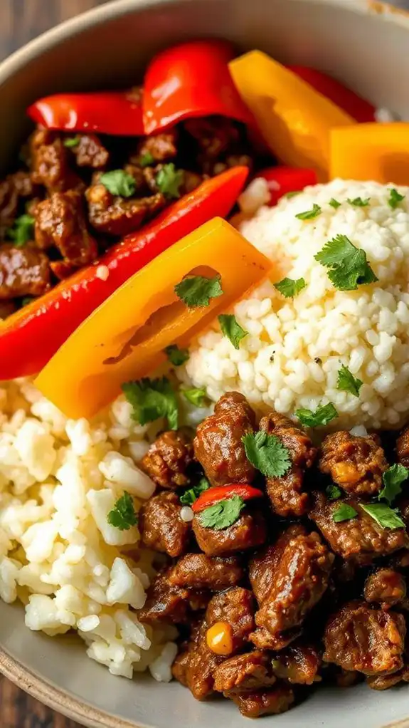 spicy beef cauliflower bowl
