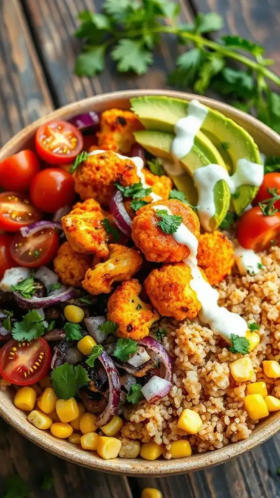spicy cauliflower burrito bowl