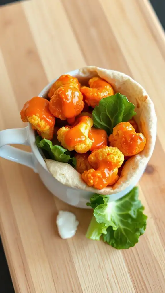 spicy cauliflower tortilla wrap