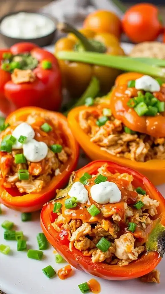 spicy chicken filled bell peppers