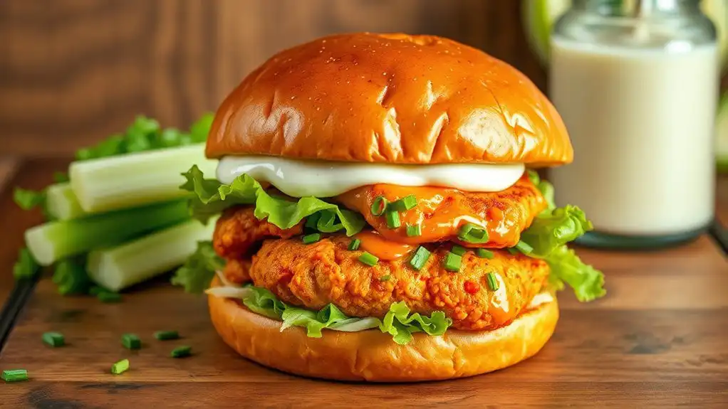 spicy chicken filled burger