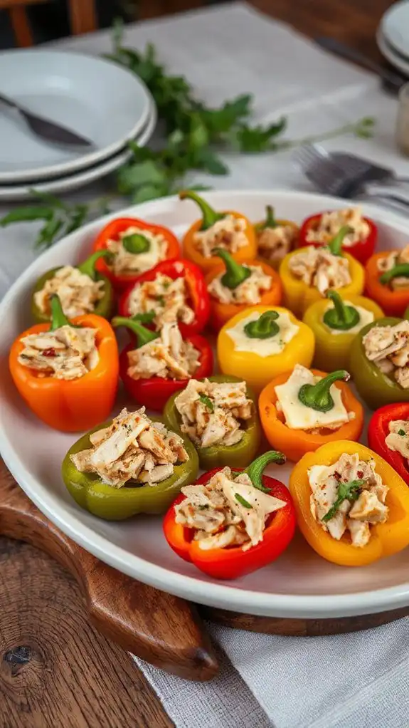 spicy chicken filled mini peppers