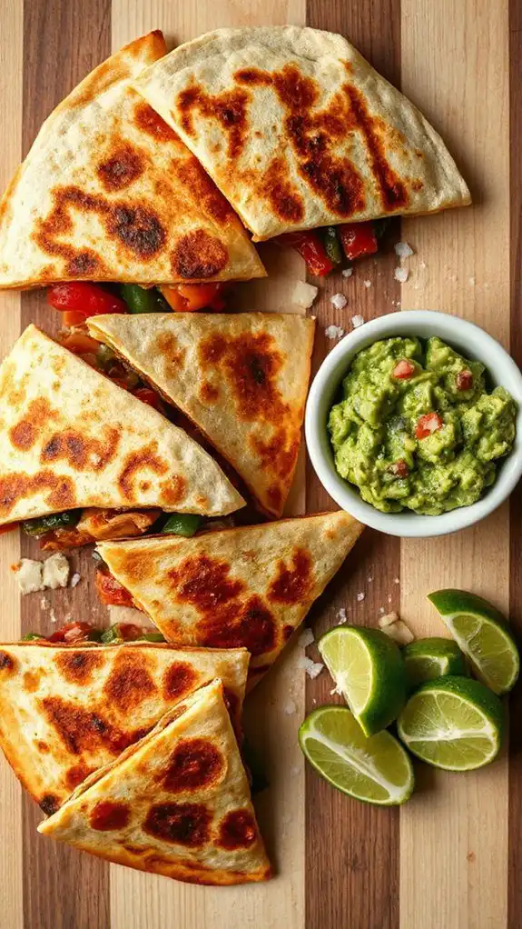 spicy chicken filled quesadillas