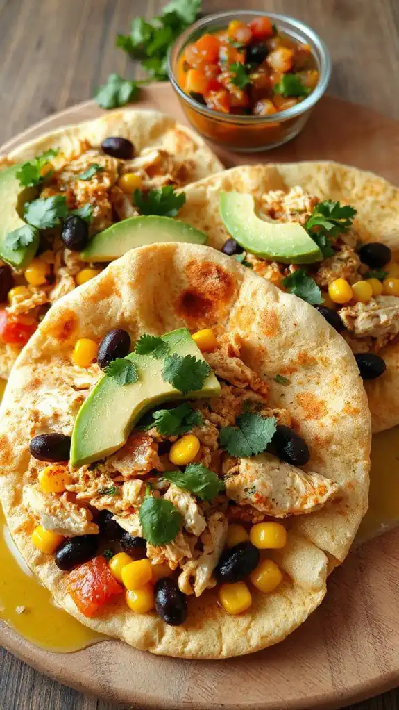 spicy chicken on flatbread