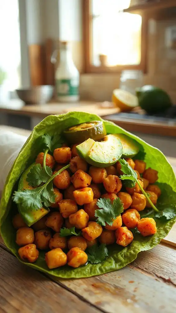 spicy chickpea avocado wrap
