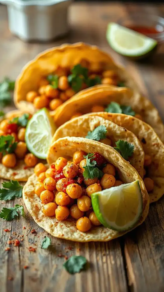 spicy chickpeas in tacos