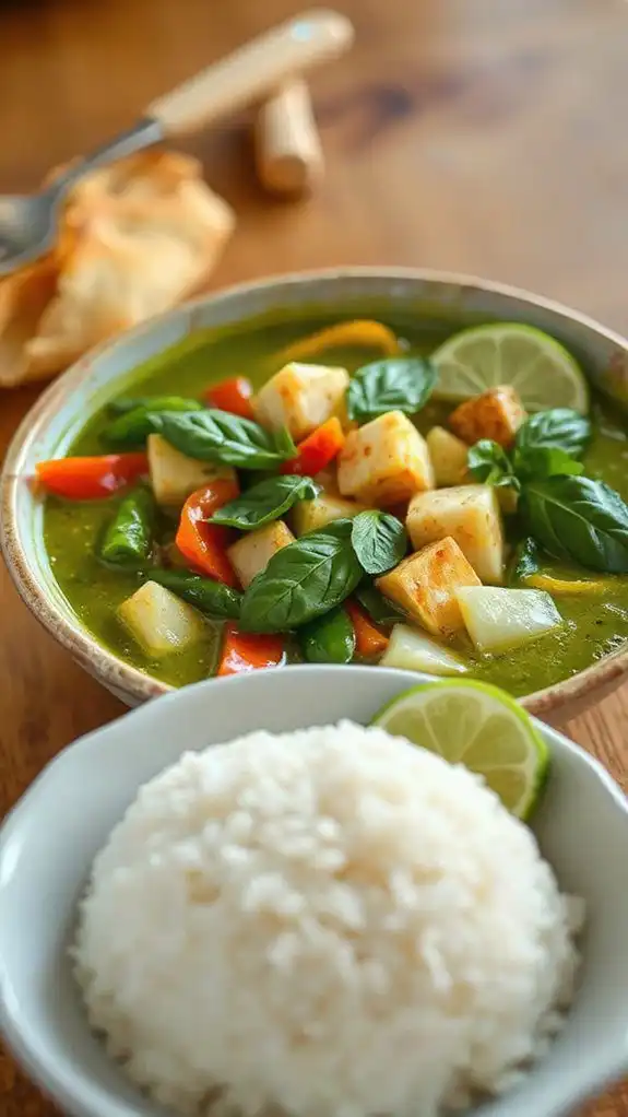 spicy curry with coconut rice
