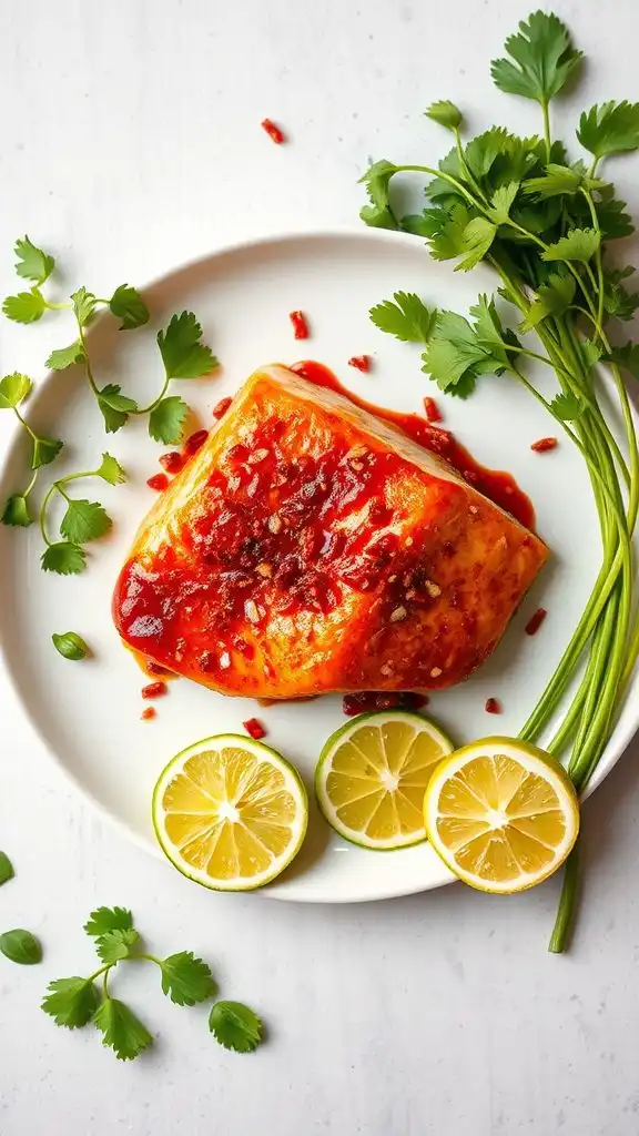 spicy glazed salmon dish