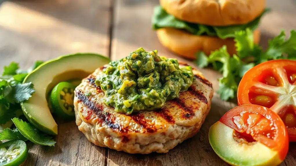 spicy green sauce burger