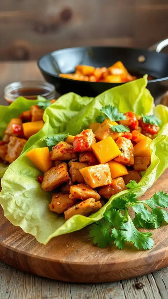 spicy mango chicken wraps