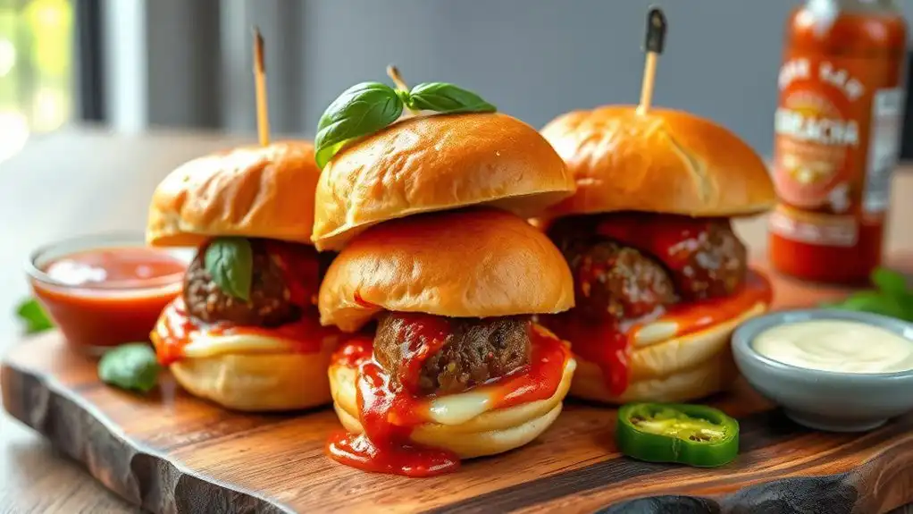 spicy meatball sandwich bites