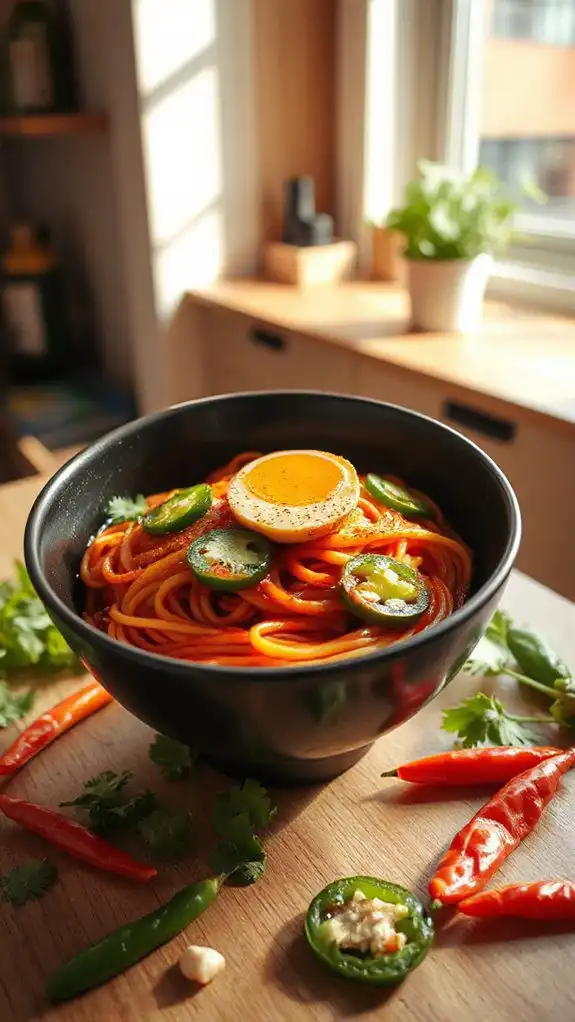 spicy noodle dish preparation spicy noodle dish preparation