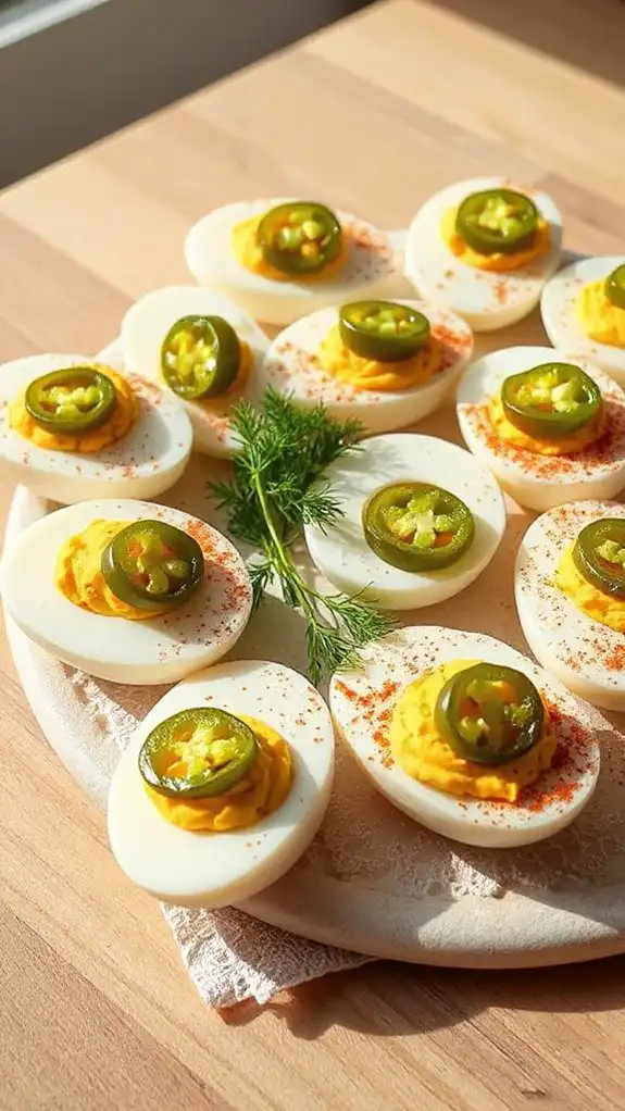 spicy pickle flavored deviled eggs
