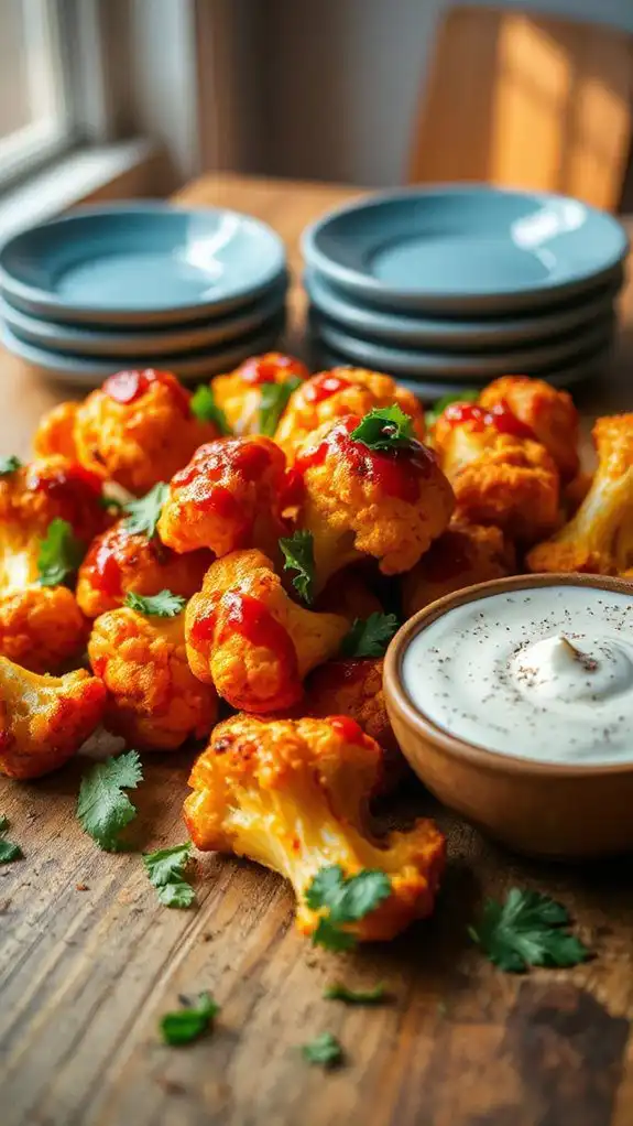 spicy roasted cauliflower bites