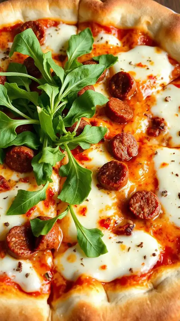 spicy sausage pizza topped