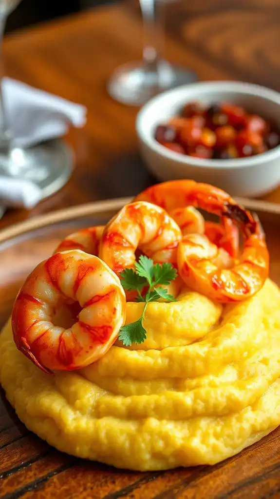 spicy shrimp atop polenta